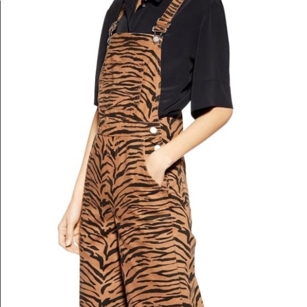 Topshop Tiger Animal Print Overalls sz6 S M